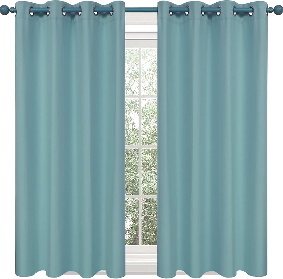 light teal curtains