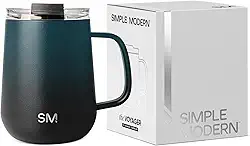 Simple Modern Caneca de café de viagem com tampa e alça | Copo de café isolado reutilizável de aço inoxidável | Presentes para mulheres e homens Ele Ela | Coleção Voyager | 340 g | Moonlight