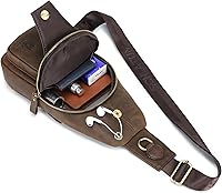 Vista 51 de LUKZIJAES Bolso bandolera de cuero genuino para hombre marrón (#1-Brown)