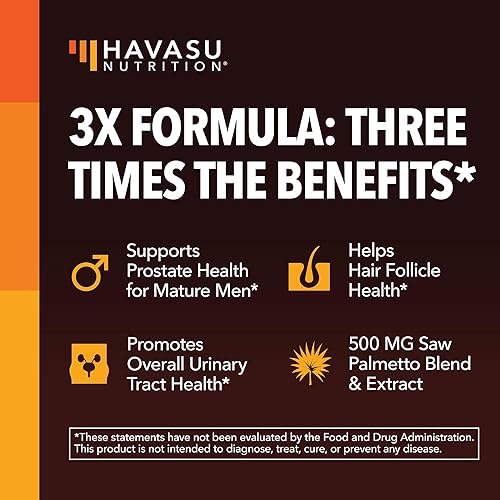 Miniatura 3 de Suplemento de palma enana americana con ortiga y extracto de semilla de calabaza, fórmula avanzada 3X, bloqueador DHT, salud urinaria y apoyo