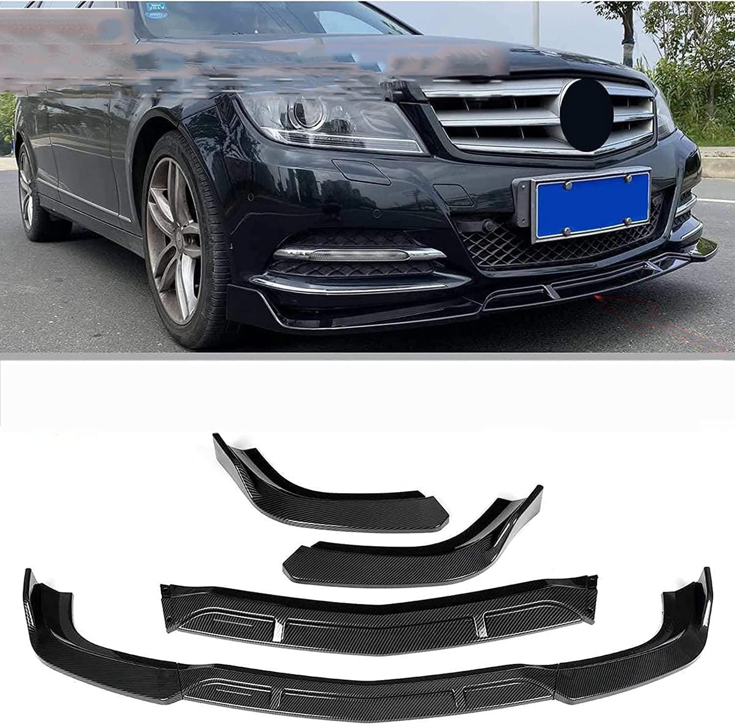 Menton carrosserie séparateur et becquets avant pour Mercedes W204 ABS