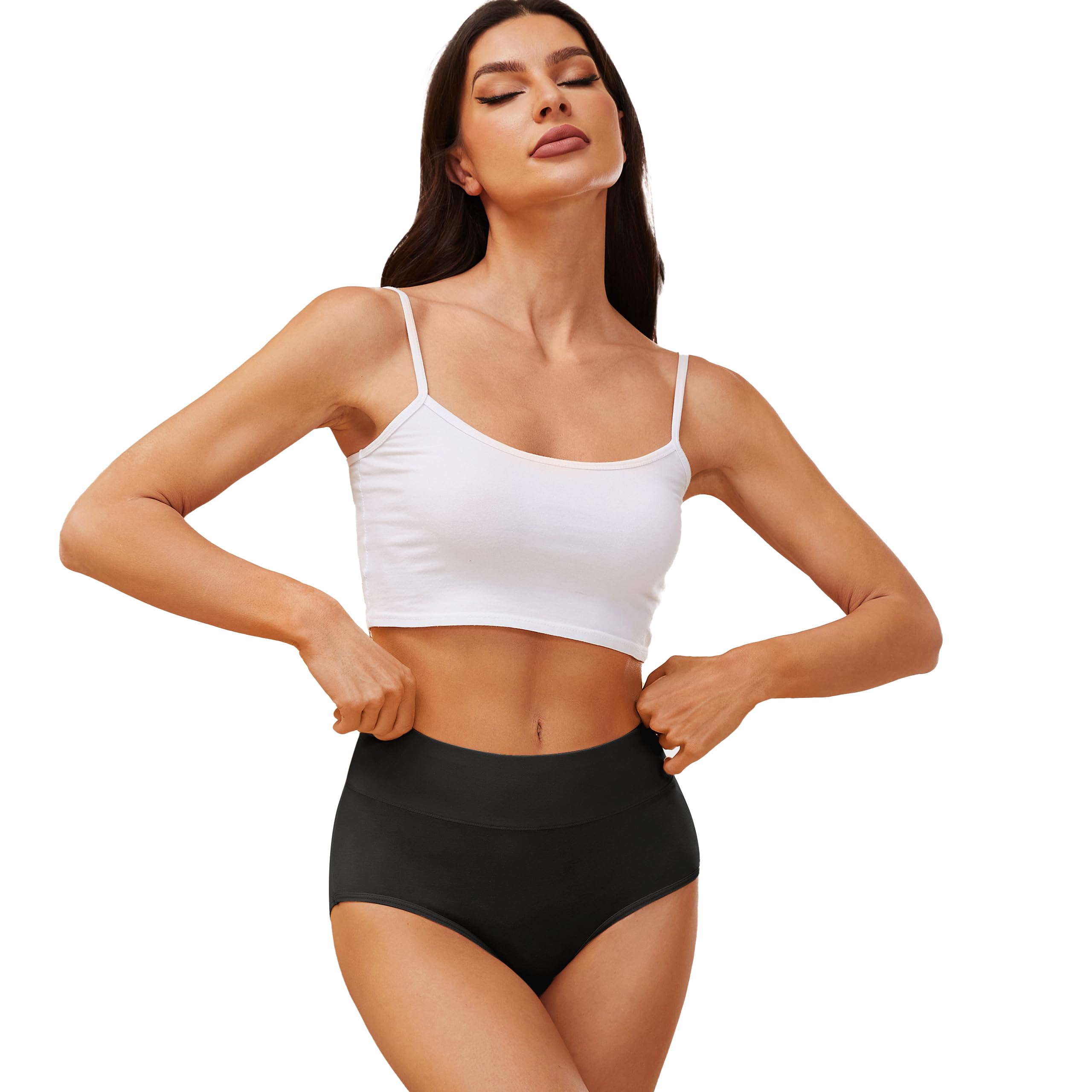 VOENXE Slip Donna Cotone Vita Alta,Mutande Culotte Comode Elastiche,Intimo Mutandine Post Parto,Donna Mutanda Controllo della Pancia,Traspirante Biancheria Women Underwear Pantaloncini,Pacco da 4