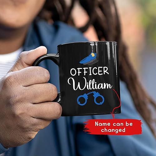 Miniatura 9 de Taza de café personalizada con la bandera del número de la policía, taza de café de la bandera estadounidense de la policía, taza de cerámica