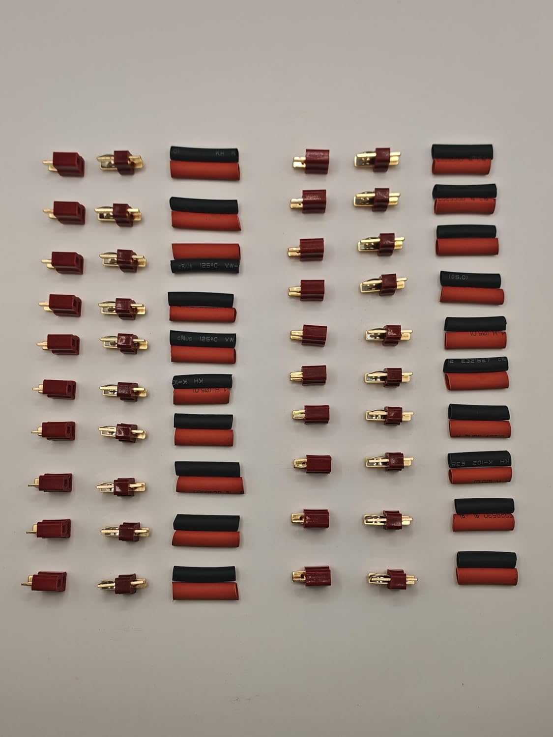 T Plug Connectors, 20 Pairs Male and Female with Shrink Tubing, RC LiPo Battery Connectors