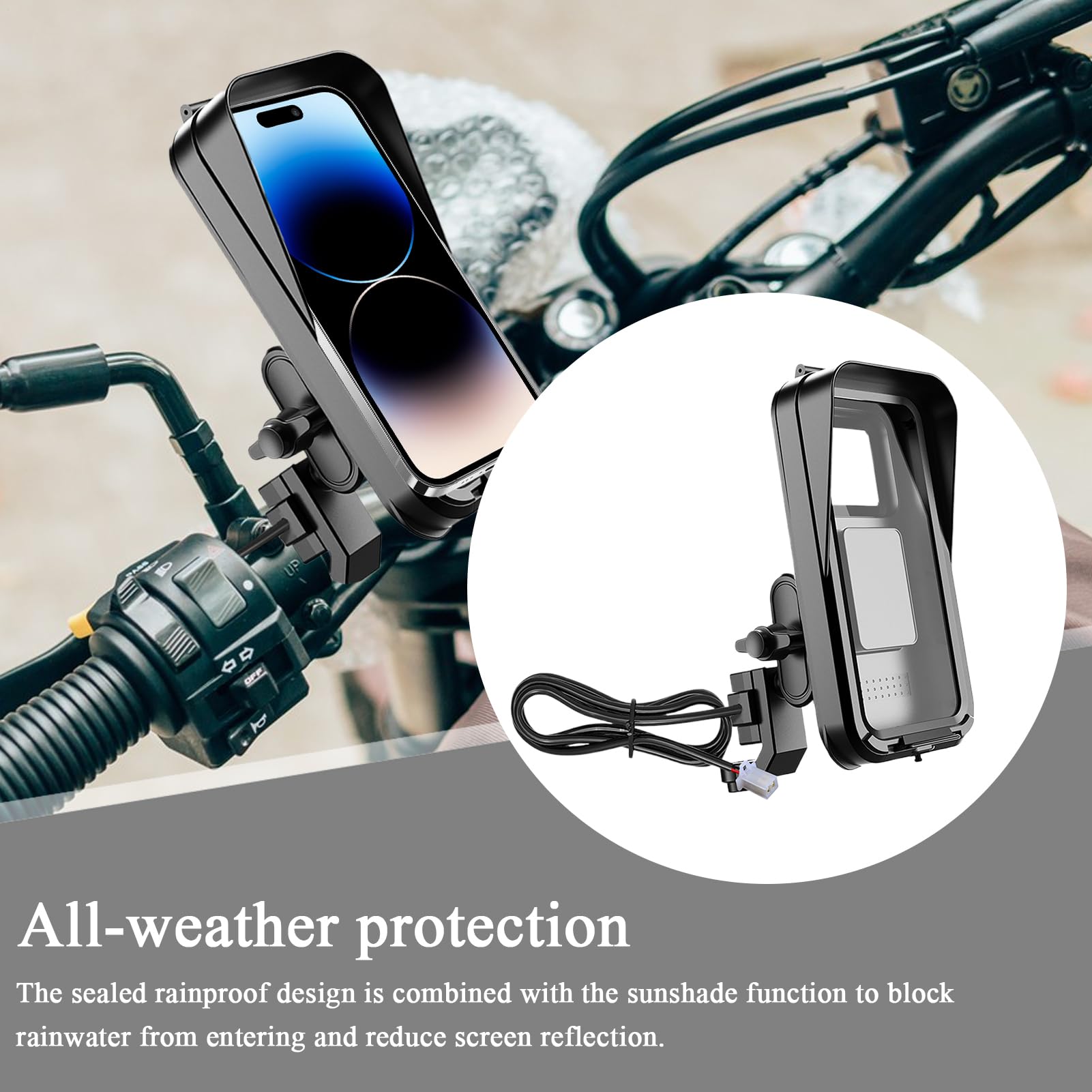 Uchwyt Na Telefon Do Hulajnogi Elektrycznej GPS Nawigacja Nagrywanie Wideo | Wodoodporny Uchwyt Na Telefon Z Osłoną Deszczową Nagrywanie Wideo Transmisja Na Żywo Do Roweru Motocykla Wycieczki Szos