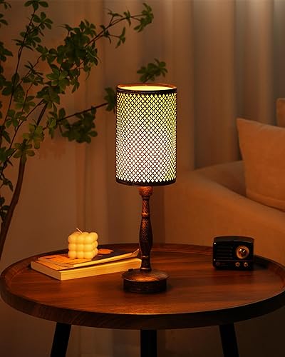 Miniatura 3 de UMEXUS Lámpara de mesa inalámbrica recargable, pequeña lámpara de batería con atenuador, lámpara táctil vintage para mesita de noche, mesita de