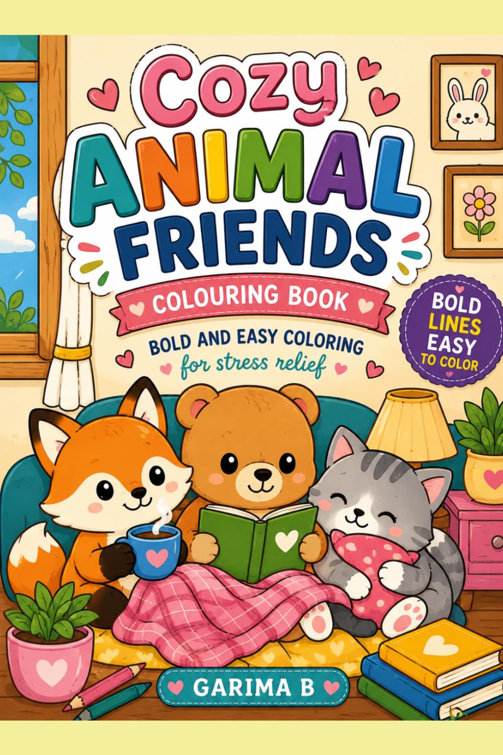 Cozy Animal Friends Colouring Book: Bold and Easy Coloring for stress relief