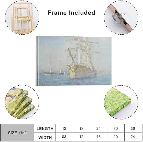 Vista 10 de Off Falmouth-Henry Scott Tuke Wall Art Picture Painting Poster Canvas Print Posters Artworks Bedroom Living Room Decor 16x24inch(40x60cm)