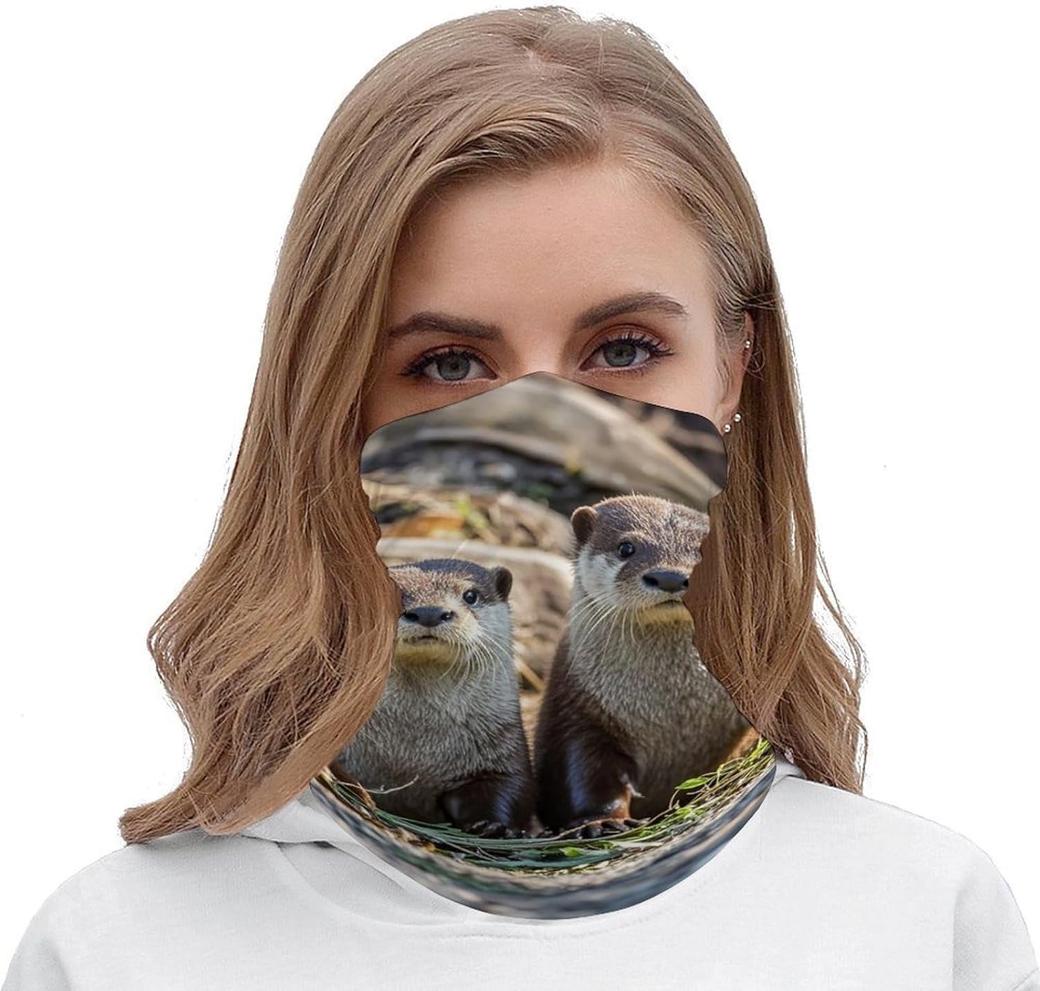 Animal Cute Brown Otters UV Protection Face Mask, Cooling Headscarf image 5