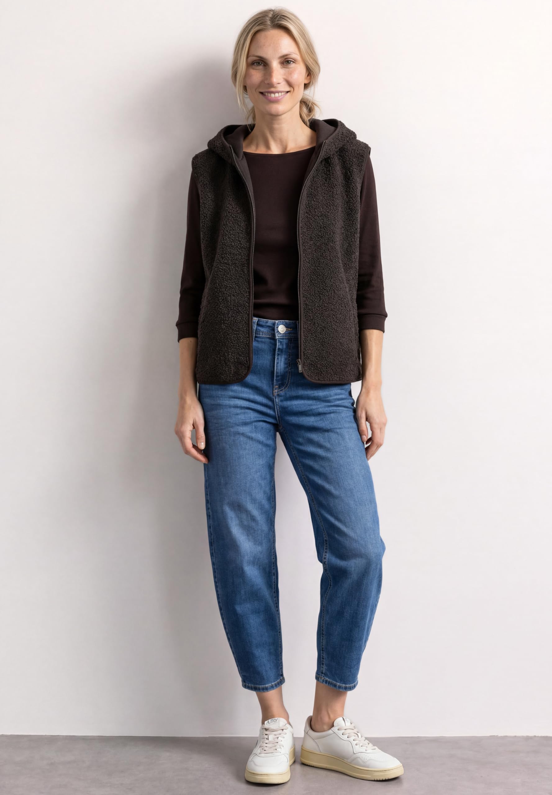 Street One Damen Teddy-Weste mit Kapuze und Zipper