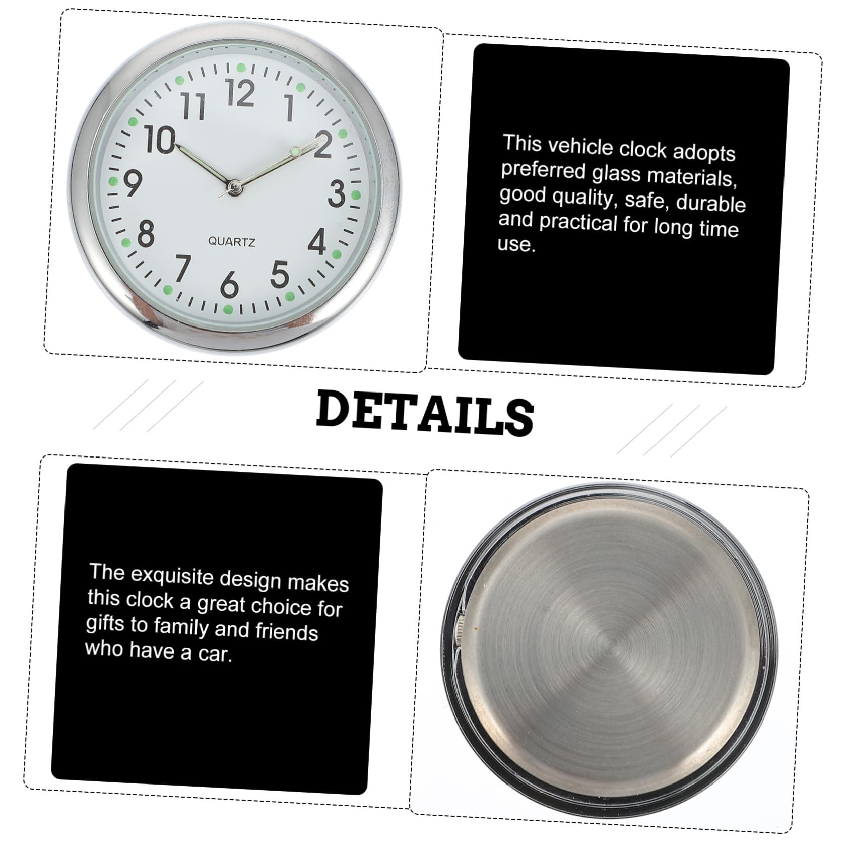 4 Juegos reloj luminoso del coche diminuto relojes de coche digital mini reloj del salpicadero del coche reloj de vehiculo reloj del tablero Vidrio