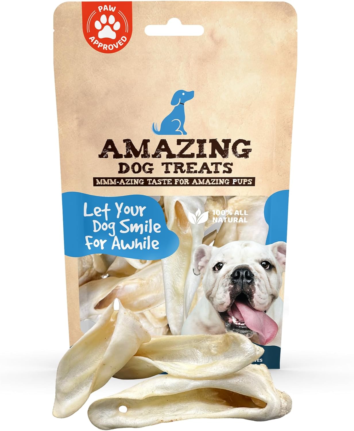 Amazing Dog Treats - Lamb Ears (25 Pcs/Pack)- Natural Dog Chews -Rawhide Alternative - No Hide Dog Bones