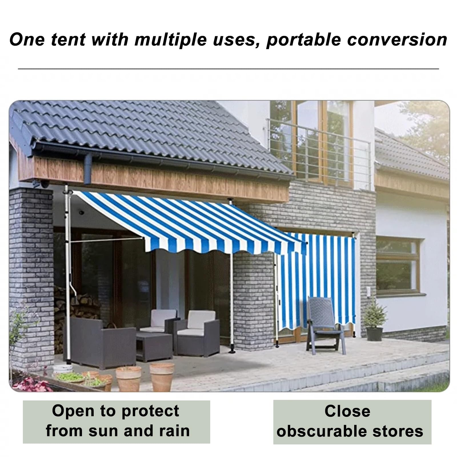 Tenda da Sole Avvolgibile, Tenda da Esterno con Morsetto Retrattile e Regolabile con Manovella, Tendalino Parasole per Finestra, Balcone, Giardino (Color : Red+White Frame, Size : 400cm/158