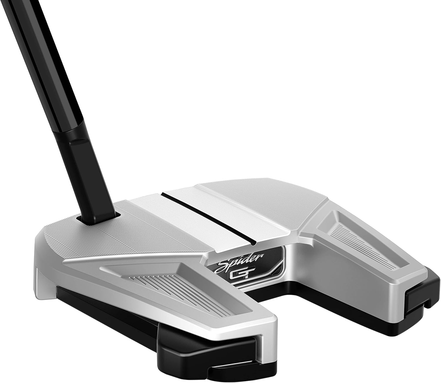 Angled view of the TaylorMade Spider GT Max #3 Putter showing the adjustable weights and rail system