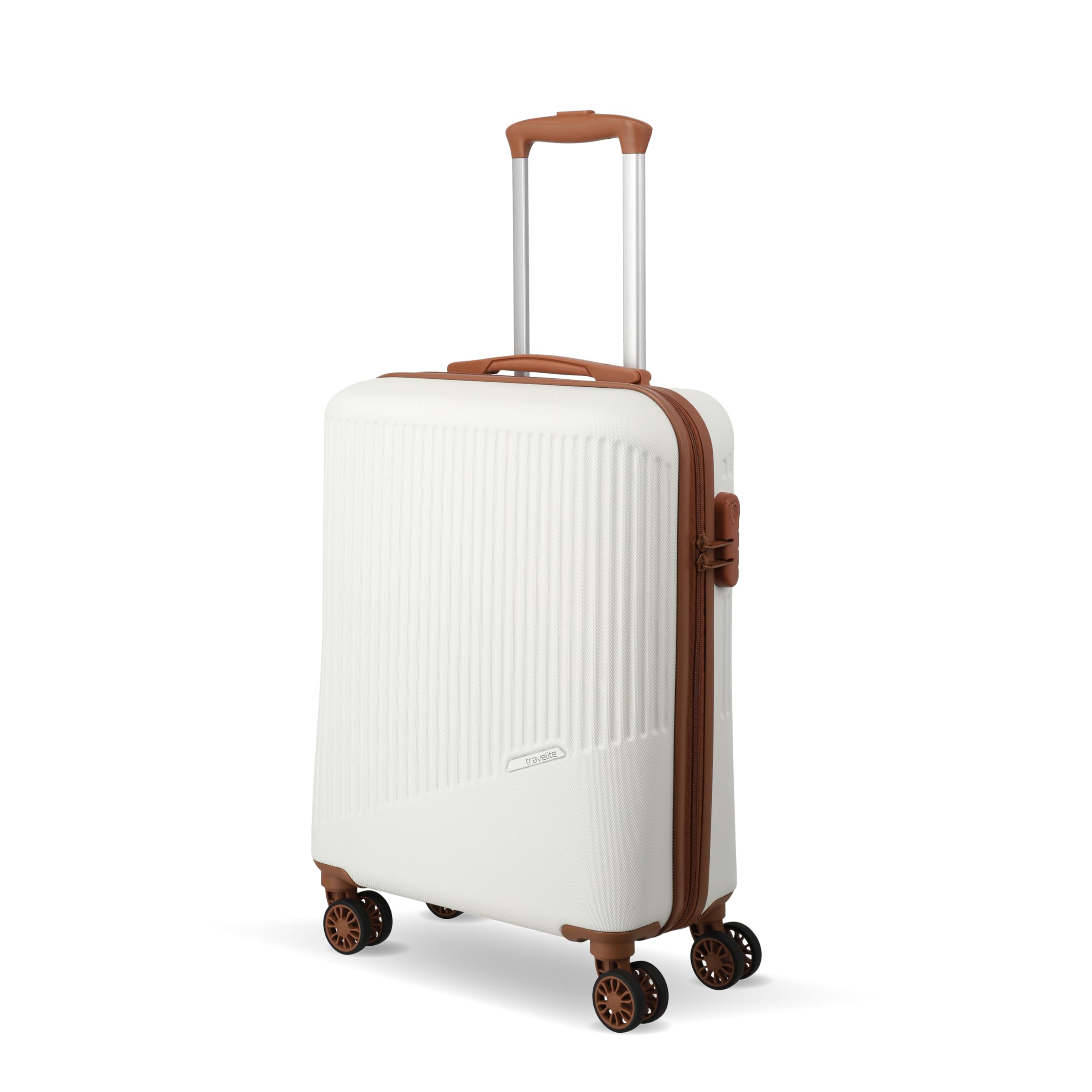 Travelite Handgepäck Trolley klein, Bali, 55x39x20 cm, 2,5 kg, Kratzfeste Hartschale, mit 4 Doppelrollen & Zahlenschloss – Koffer passend für Lufthansa, Ryanair, easyJet