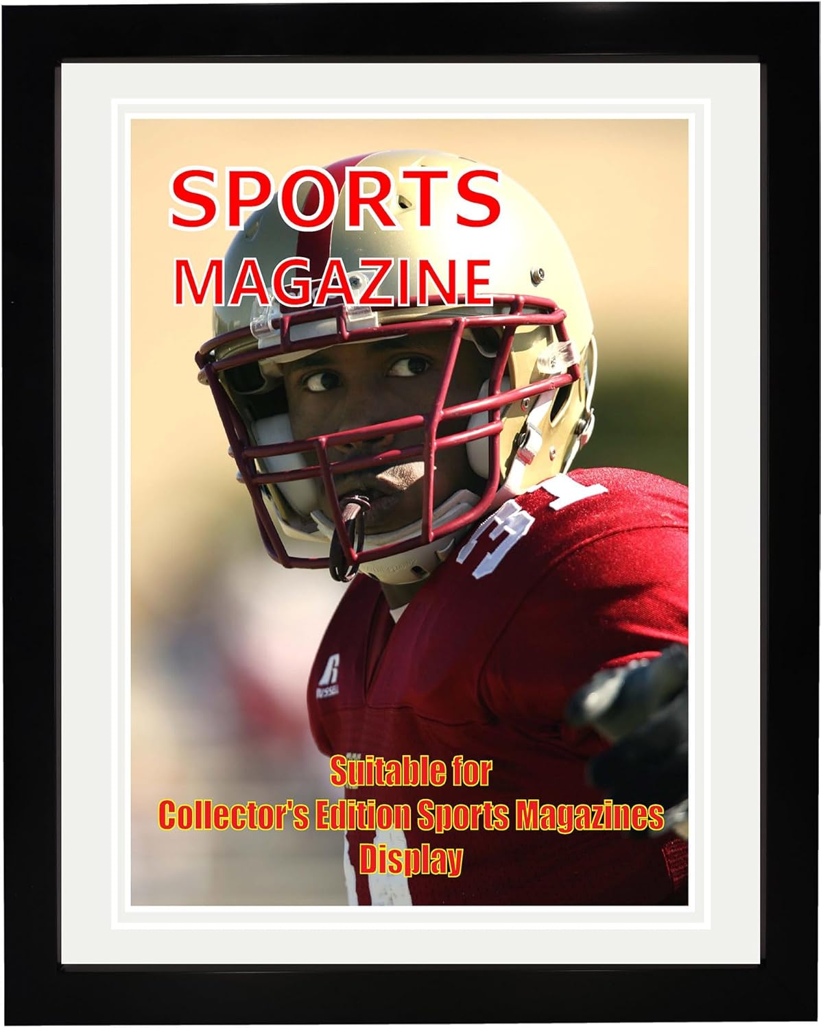 2 Pack Sports Magazine Frame Fits Measuring 8.5 x 11.25 or 8.25 x 11 Inch Magazine Display Frame with Installed Hangers and Double White Core Matting Wall Hanging