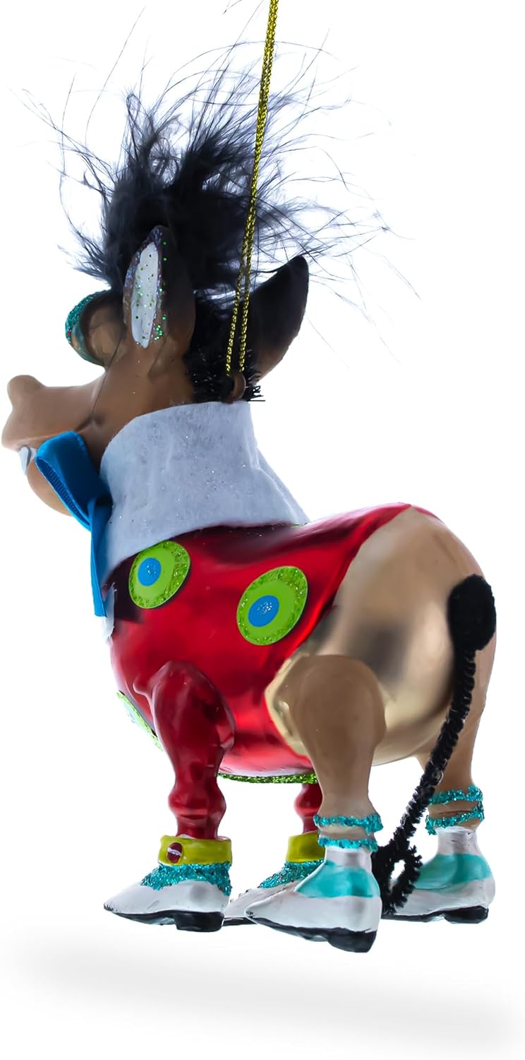 Debonair Donkey Blown Glass Christmas Ornament - Image 3