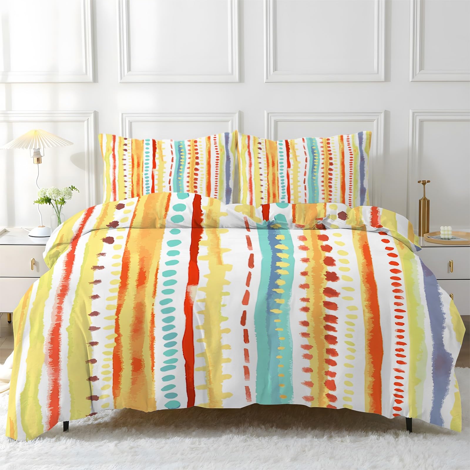 Housse de couette 200x200 moderne jaune pour chambre lumineuse