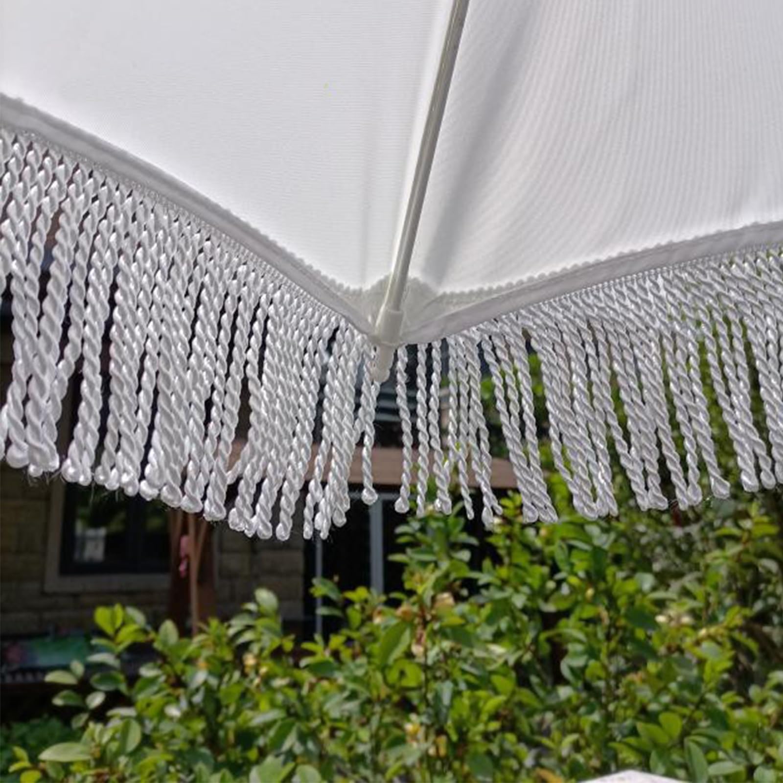 Frange Parasol Plage Blanc Parasol De Jardin Extérieur 140cm Parasol De Terrasse Inclinable Parasol De Plage Anti UV50+ Parasol Balcon 8 Côtes Portable Parasol De Marché