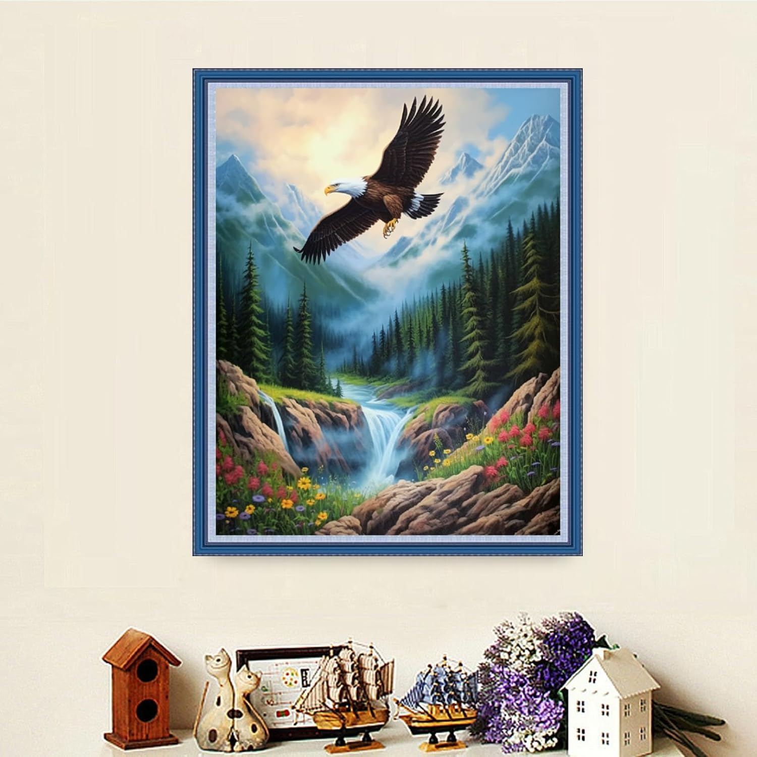 Dooxvey Cross Stitch Kits for Adults Stamped Full Range of Embroidery Starter Kits for Beginners 11CT Printed Cross Stitch Patterns Needlepoint Kits Stamped Crossstitching-Forest Eagle 16x20 inch
