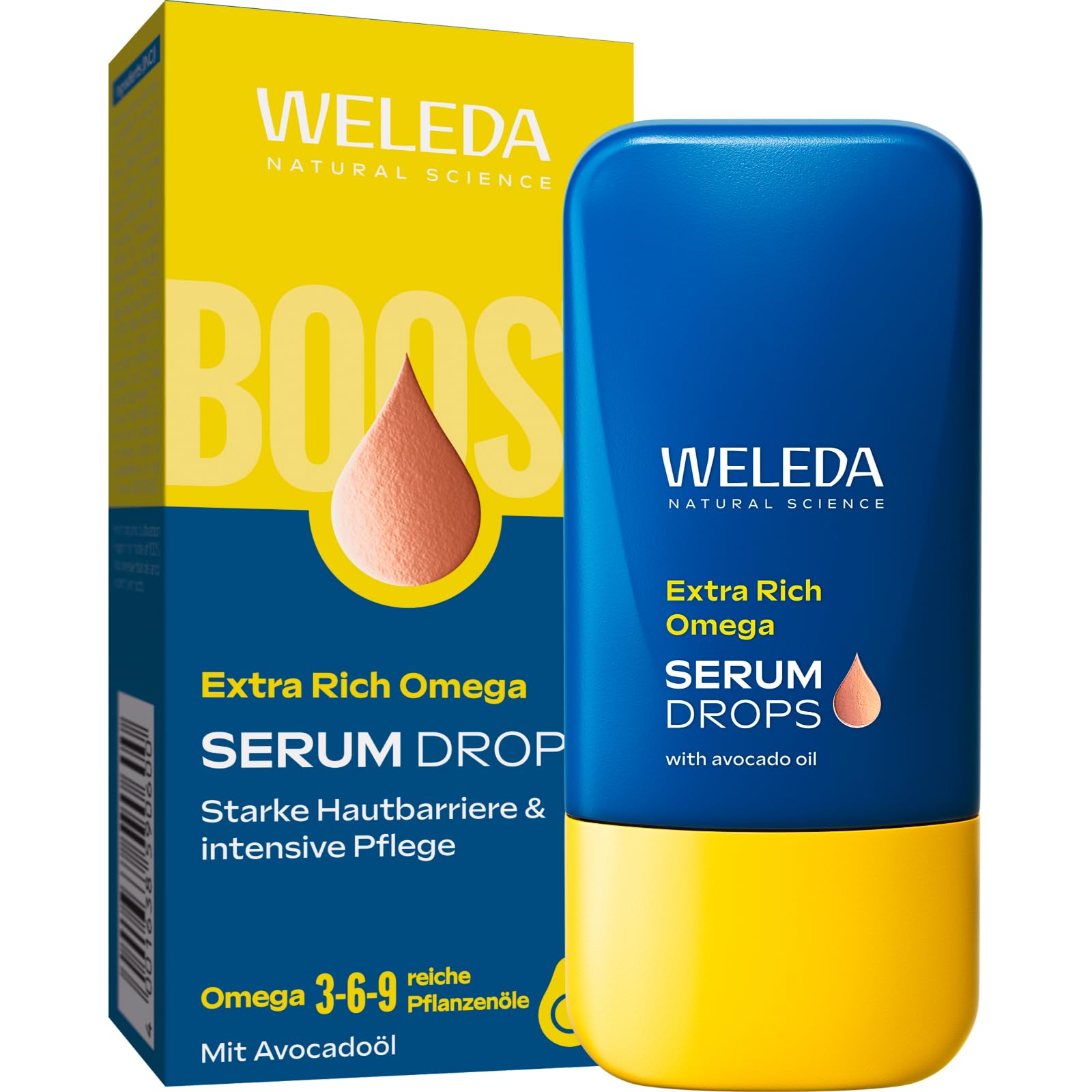 WELEDA Bio Extra Rich Omega Serum Drops – Nährende Naturkosmetik Booster Drops Gesichtspflege & Schutz durch dreifache Omega-Power & Avocadoöl (vegan, 30ml)