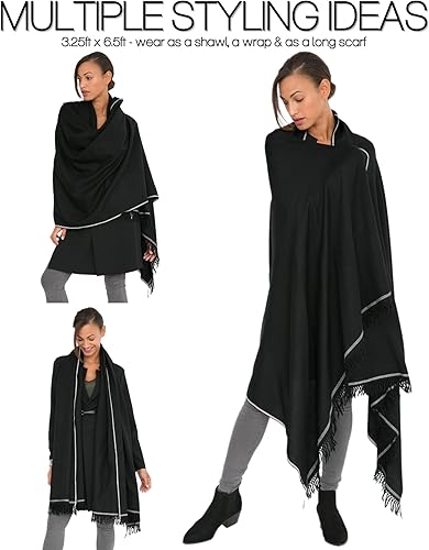 Miniatura 2 de likemary Chales y envolturas de pashmina para mujer, bufanda de manta de viaje, abrigo de lana cálido y grande, regalo hecho a mano