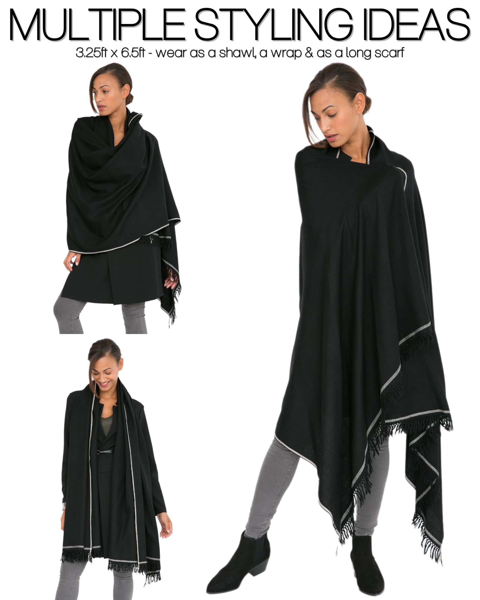 likemary Shoreditch Bufanda Pashmina Mantón Mujer de Lana Merina - Chal Fular Extra Grande para Invierno - 100% Lana Merina Pura Tejida a Mano - Regalo para Mujer Comercio Justo