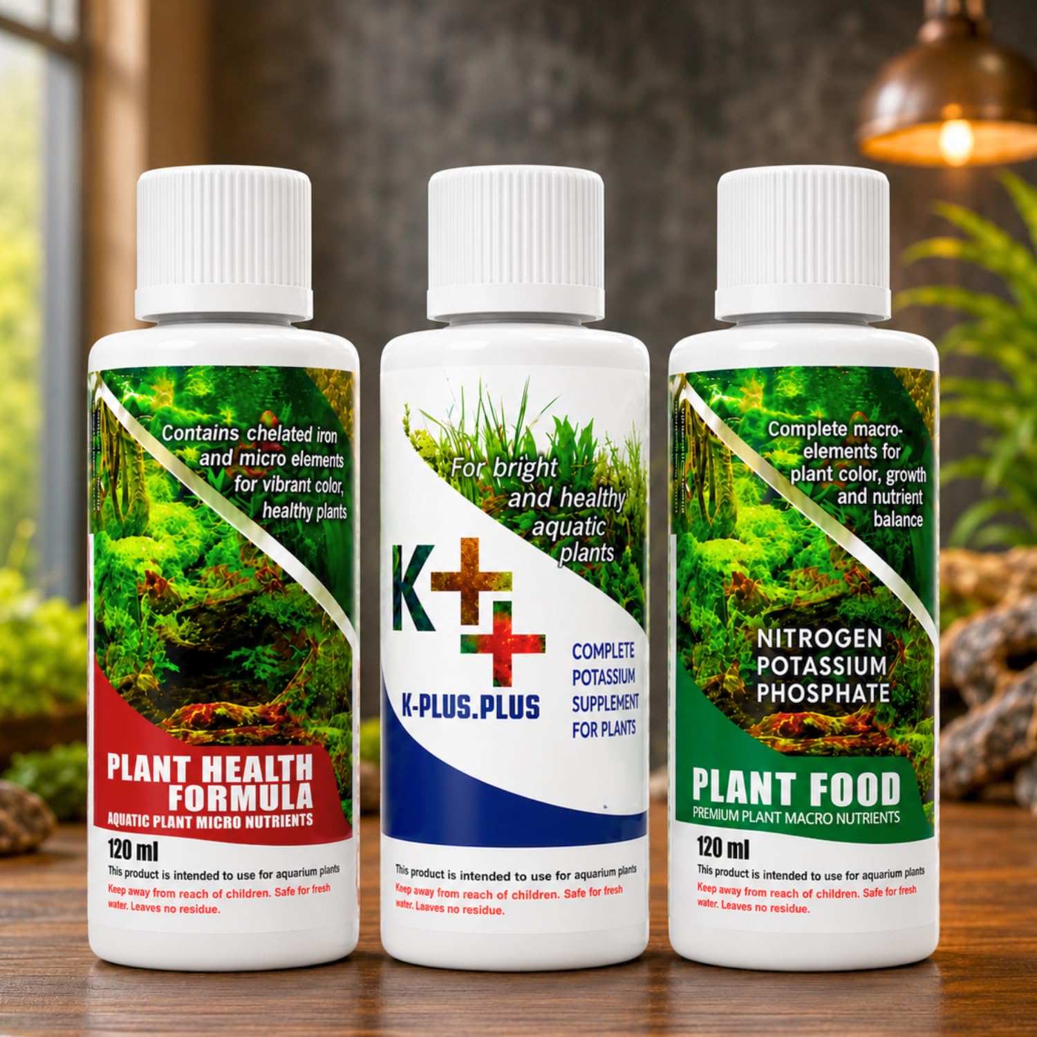 Vayinato Aquatic Remedies (Pack of 3) Aquarium Plant Health Formula 120Ml & Plant Food 120Ml & K-Plus Plus 100Ml - Liquid-picture-18