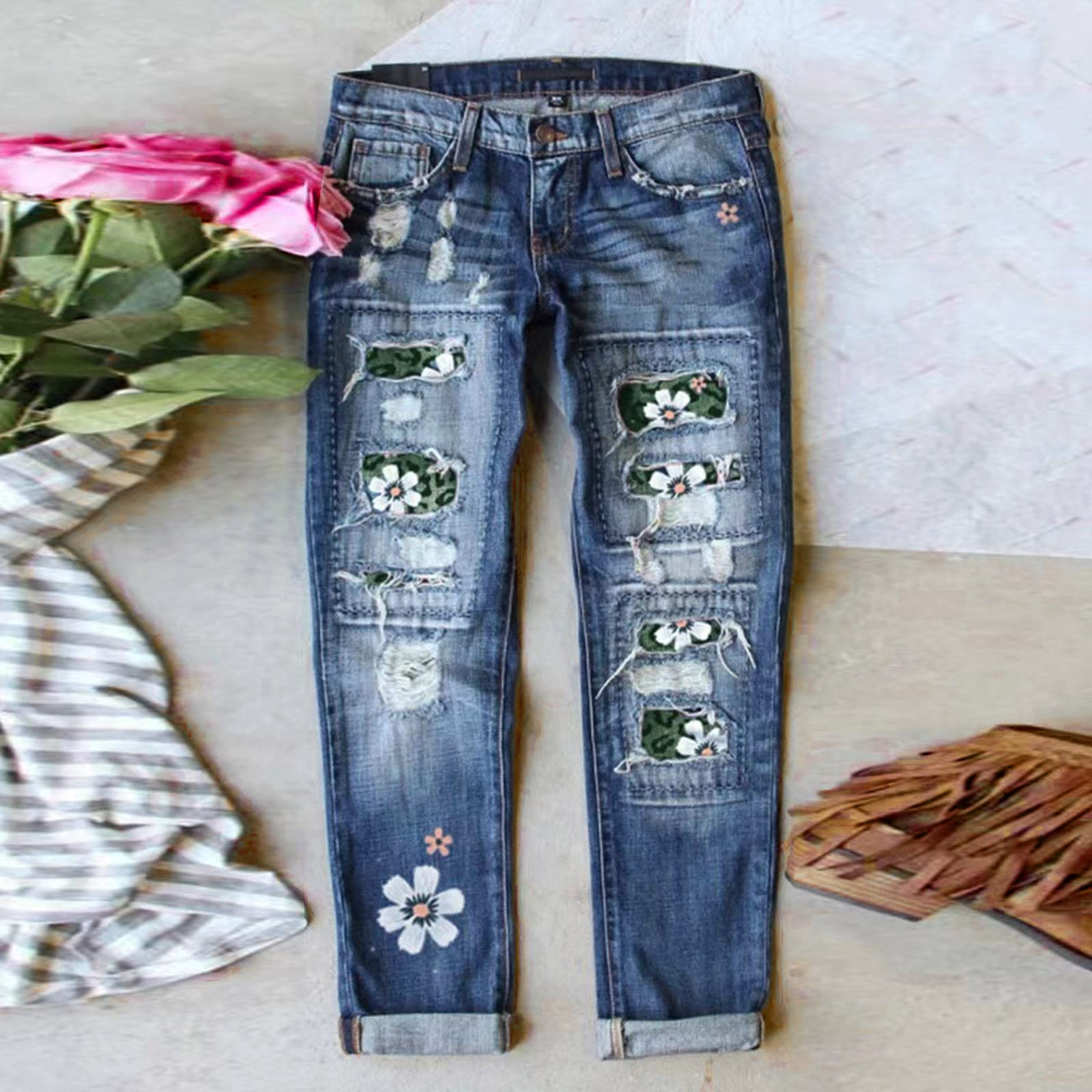 Jeggings Damen Stretch Lässige Jeanshose Für Mit Geradem Bein, Blaue Jeans Mittlerer Taille Hose Schwarze Bootcut Leggings Pull On Chino Gerades Bein Hellblau Skinny Low Waist Gerade