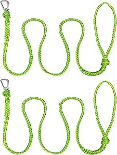 ISURE MARINE Kayak Tow Rope with Clip Dock Lines Heavy Duty Braided Line Ideal for Jet ski,watercraft Boat, Kayaking, Marine Sets of Two Ropes 1/2 Inch Diameter x 7ft Lengths Green
