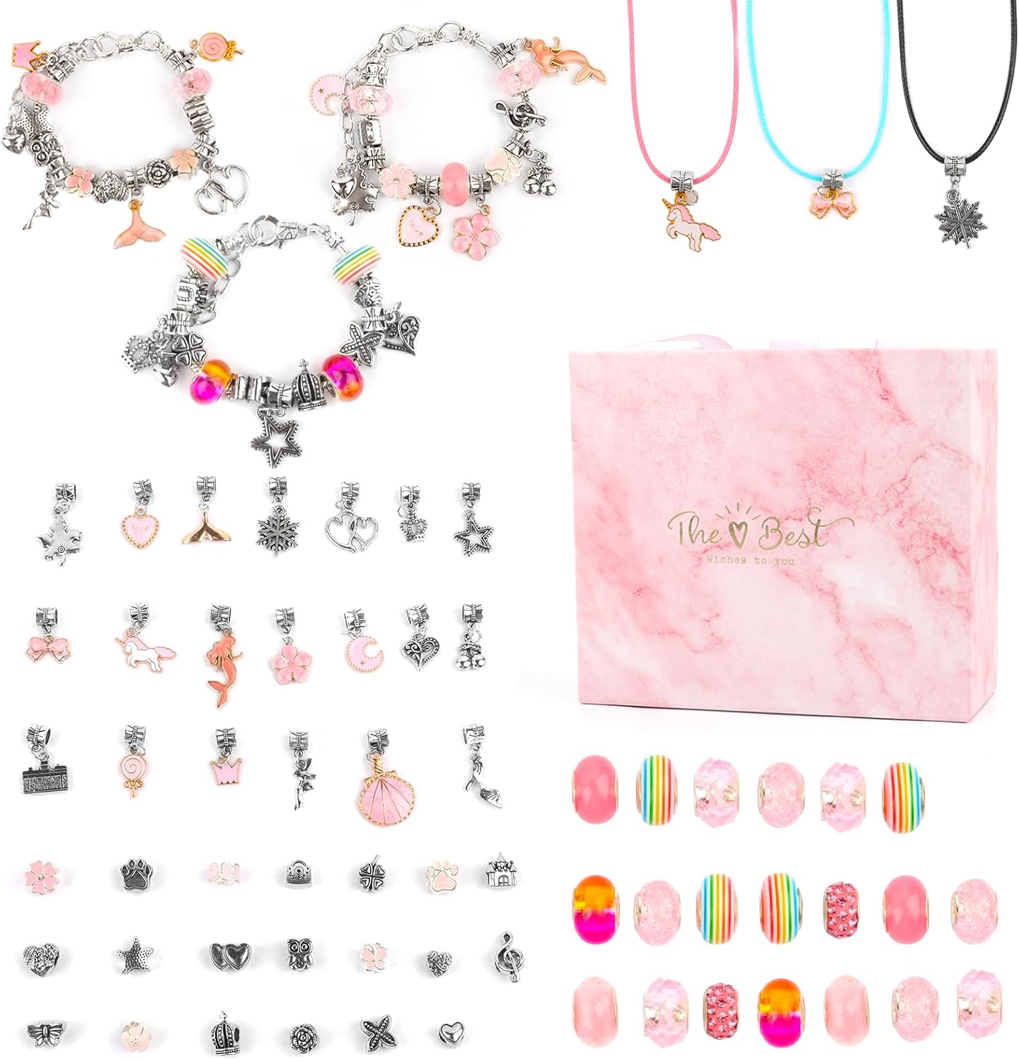 Kit Braccialetti Fai Da Te Per Bambine - Set Creativo Con Perline, Ciondoli E Accessori Per Ragazze 5-13 Anni - Foto 10
