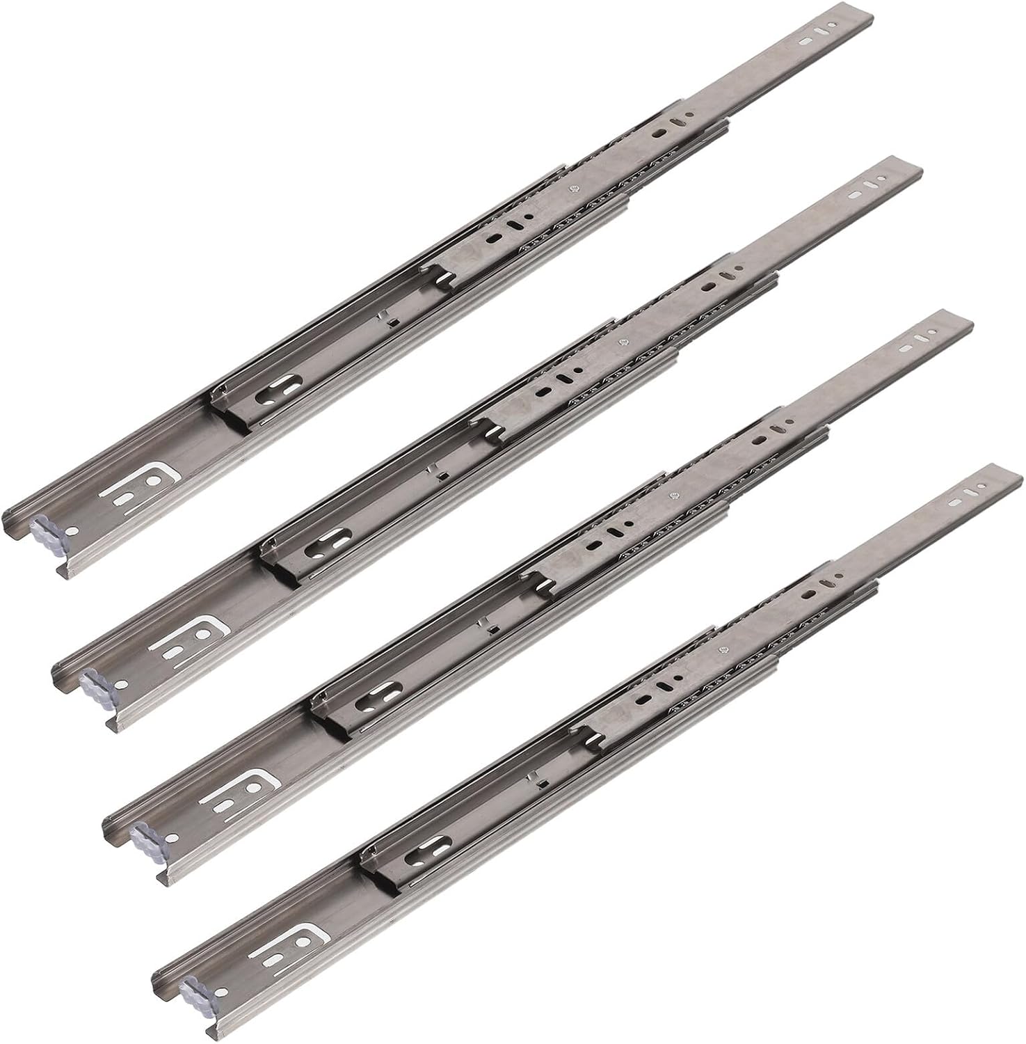 14 Inch Side Mount Drawer Slides 3-fold Metal Slide Rails 4pcs, Heavy Duty Drawer Glides with Silent Operation for Cabinet, Vanity, Office Desk Replacement