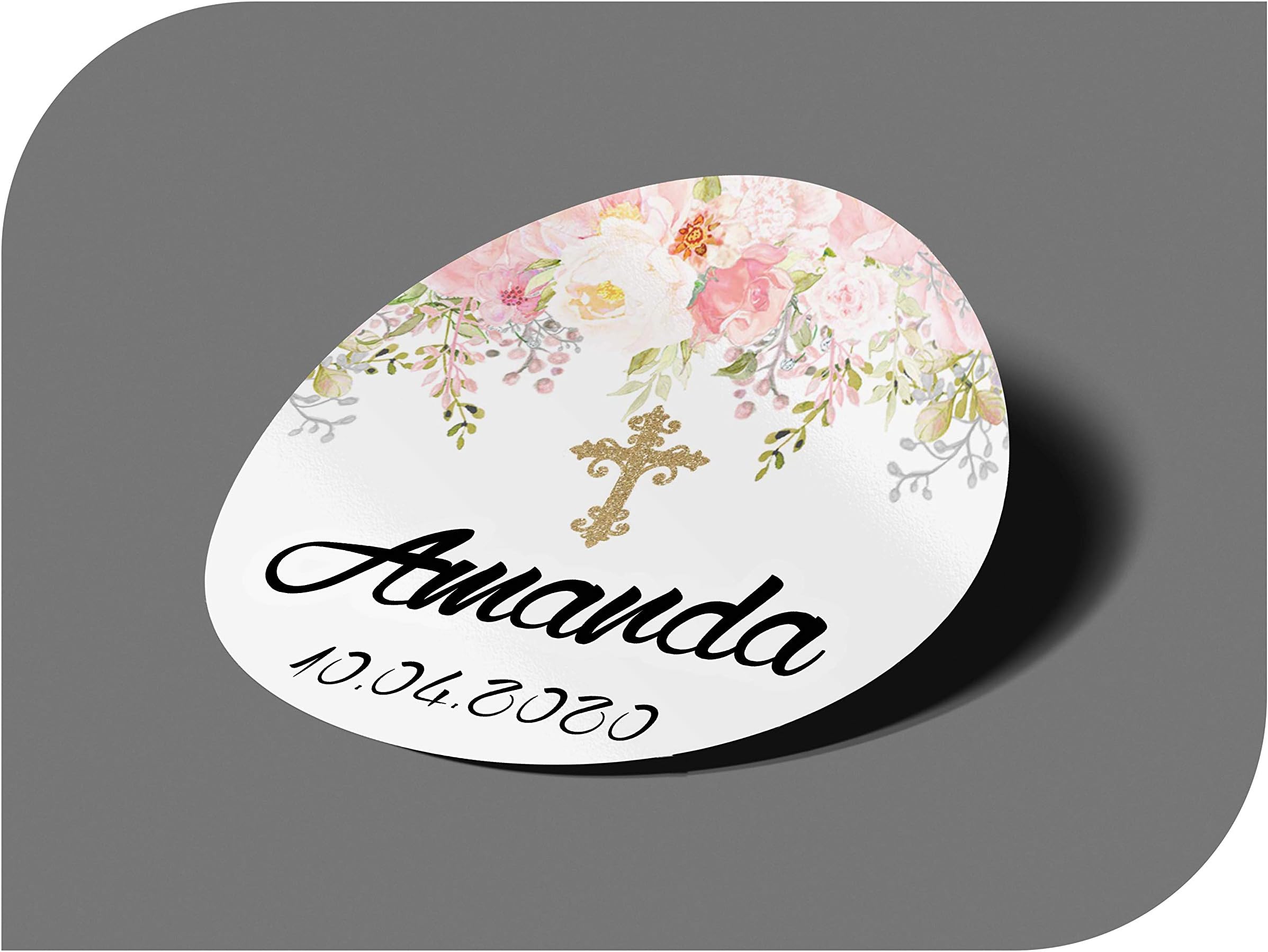 Adesivi Personalizzati CrisPhy - Per Comunione, Battesimo, Matrimoni, Con Nome E Data, Etichette Vintage - Foto 3