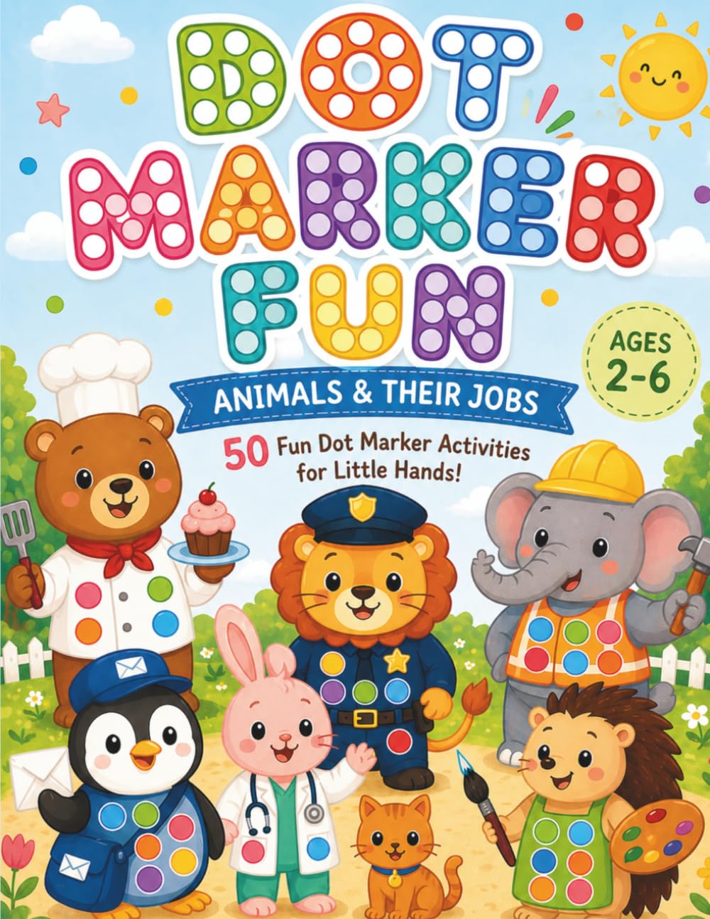 Dot Marker Fun: Animals and Their Job: 50 Easy and Fun Dot Coloring Pages with Cute Animal Jobs for Toddlers Ages 2–6 | Big Spaces for Daubers