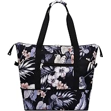 Expandable Duffel Bag for Women with Trolley Sleeve/Wet Pocket Weekender Travel Tote Large Carry On Overnight Luggage