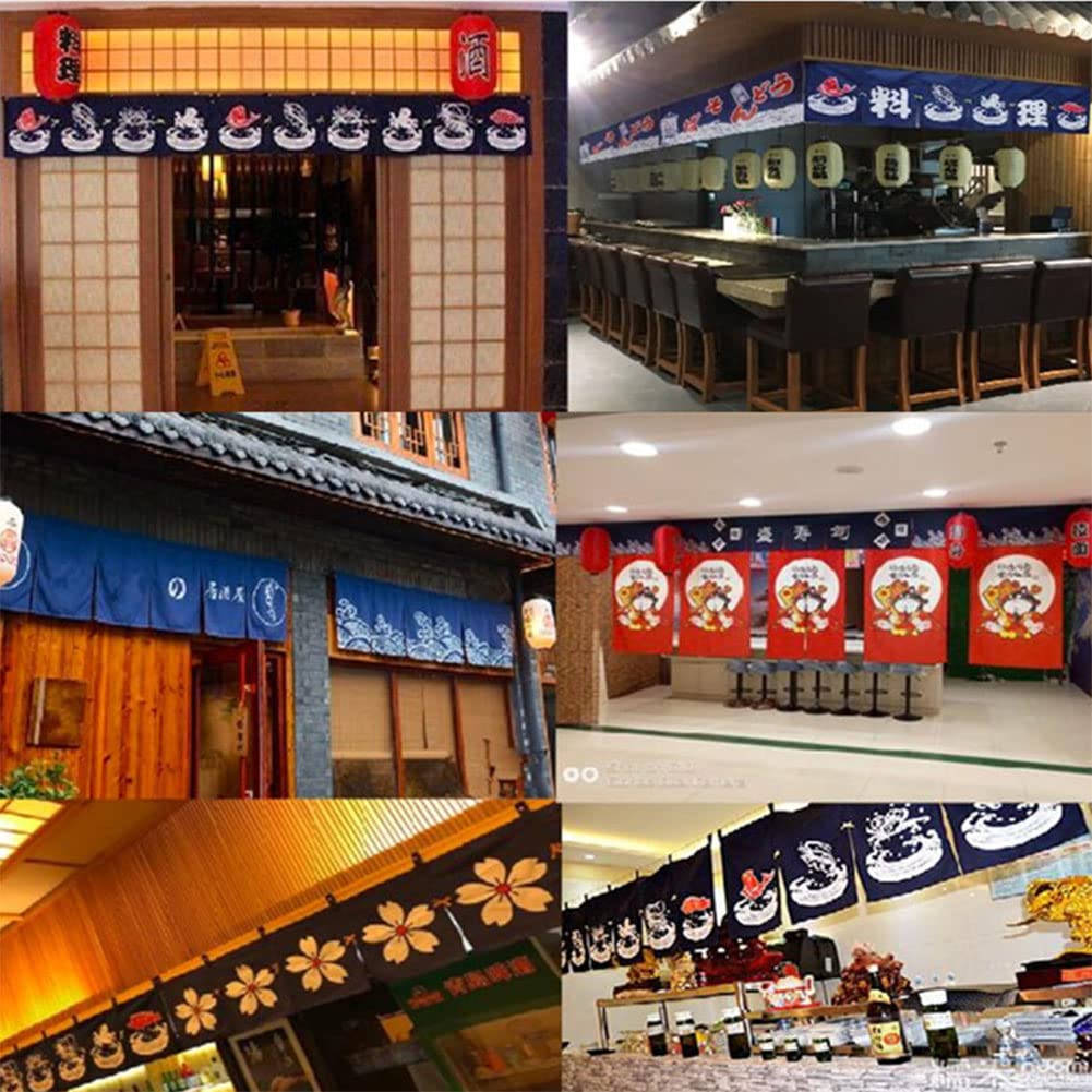 Rideau Japonais Noren Pour Restaurant Ou Maison - Décoration De Porte/fenêtre 43 X 210 Cm - Tissu épais, Lavable