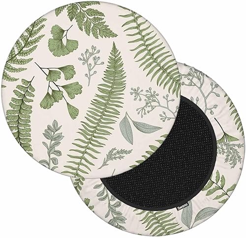 Swono Funda de cojín acolchada para silla de bar redonda con tela elástica, funda de cojín redonda para asiento de silla, funda de terciopelo suave