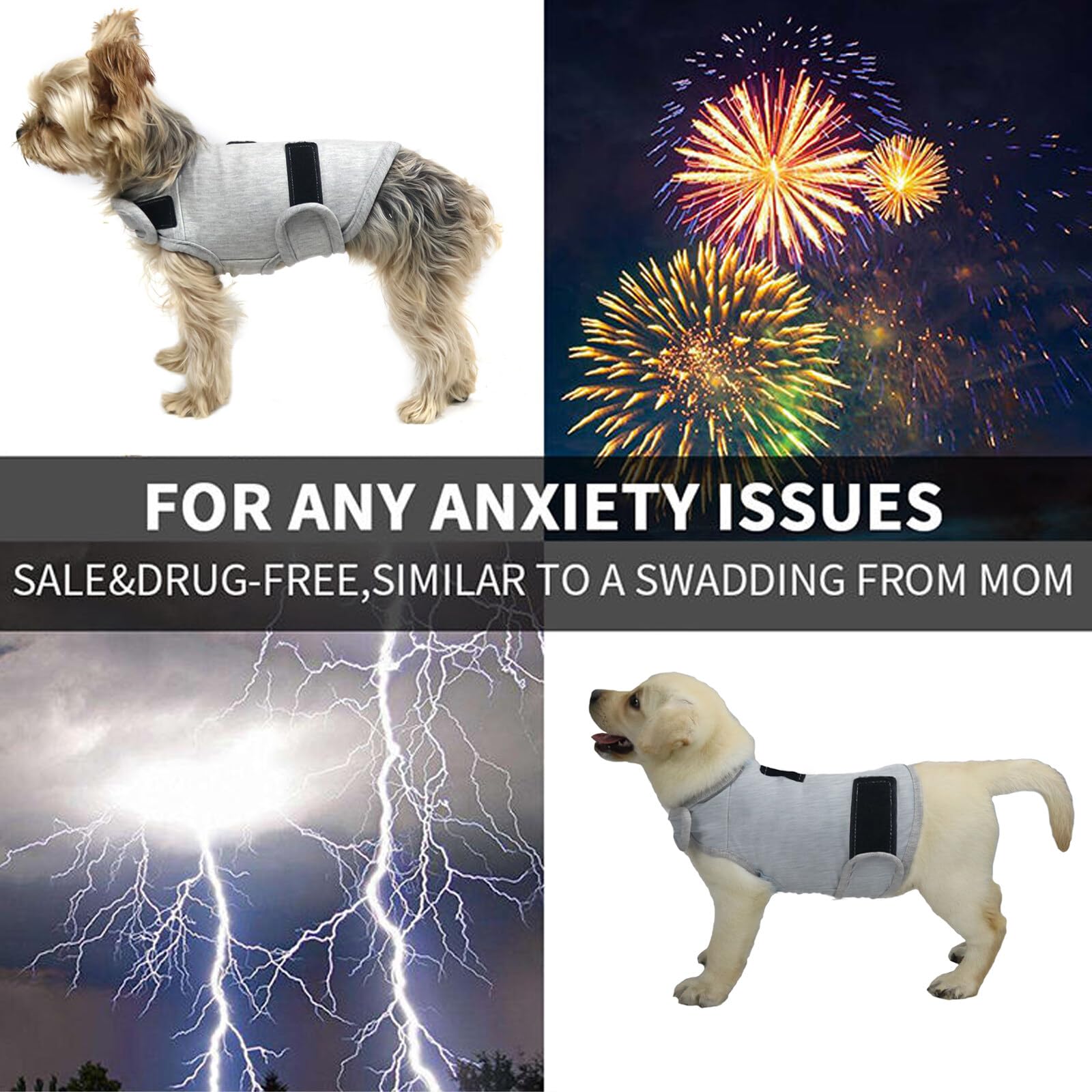 Giacca per l'ansia per cani cappotto calmante tuono per cani avvolgente per alleviare l'ansia gilet con striscia riflettente per animali domestici mantenere calmante comfort sollievo dallo stress