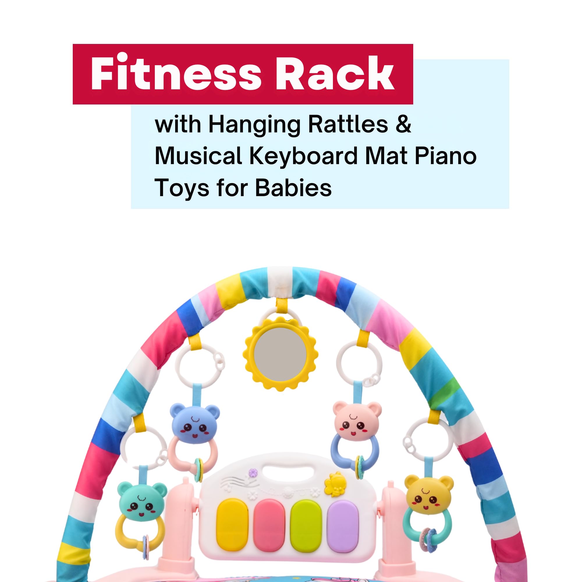 Yetli® Play Gym with Piano, Soft Activity Mat for Tummy Time and Development, Musical and Hanging Toys, Early Learning Infant Play Mat for Newborns and Toddlers 4
