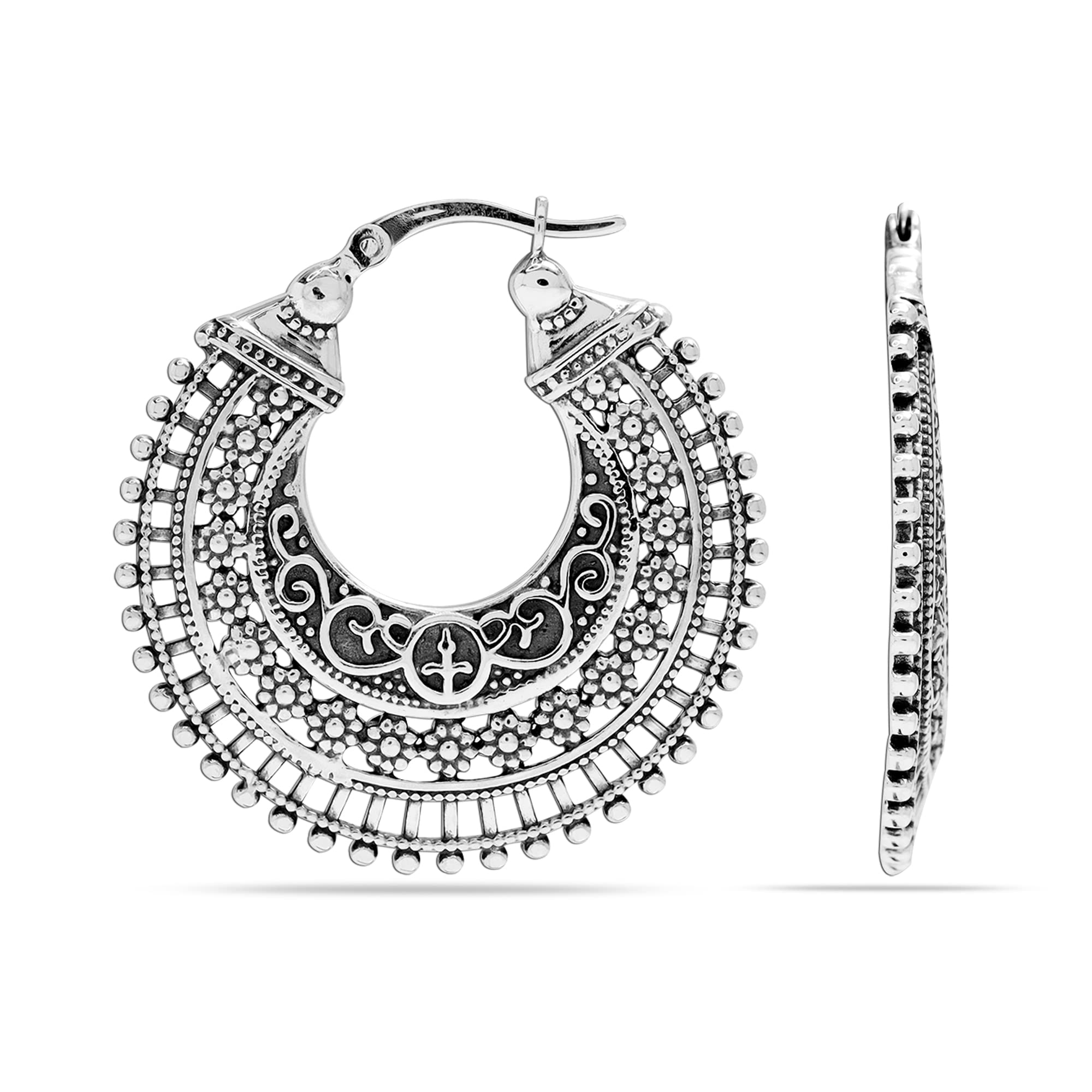 LeCalla 925 Sterling Silber Chunky Hoop Ohrringe für Schmuck Geschenke | Hypoallergene Medium & große Click-Top italienische Ohrring Hoops für Frauen
