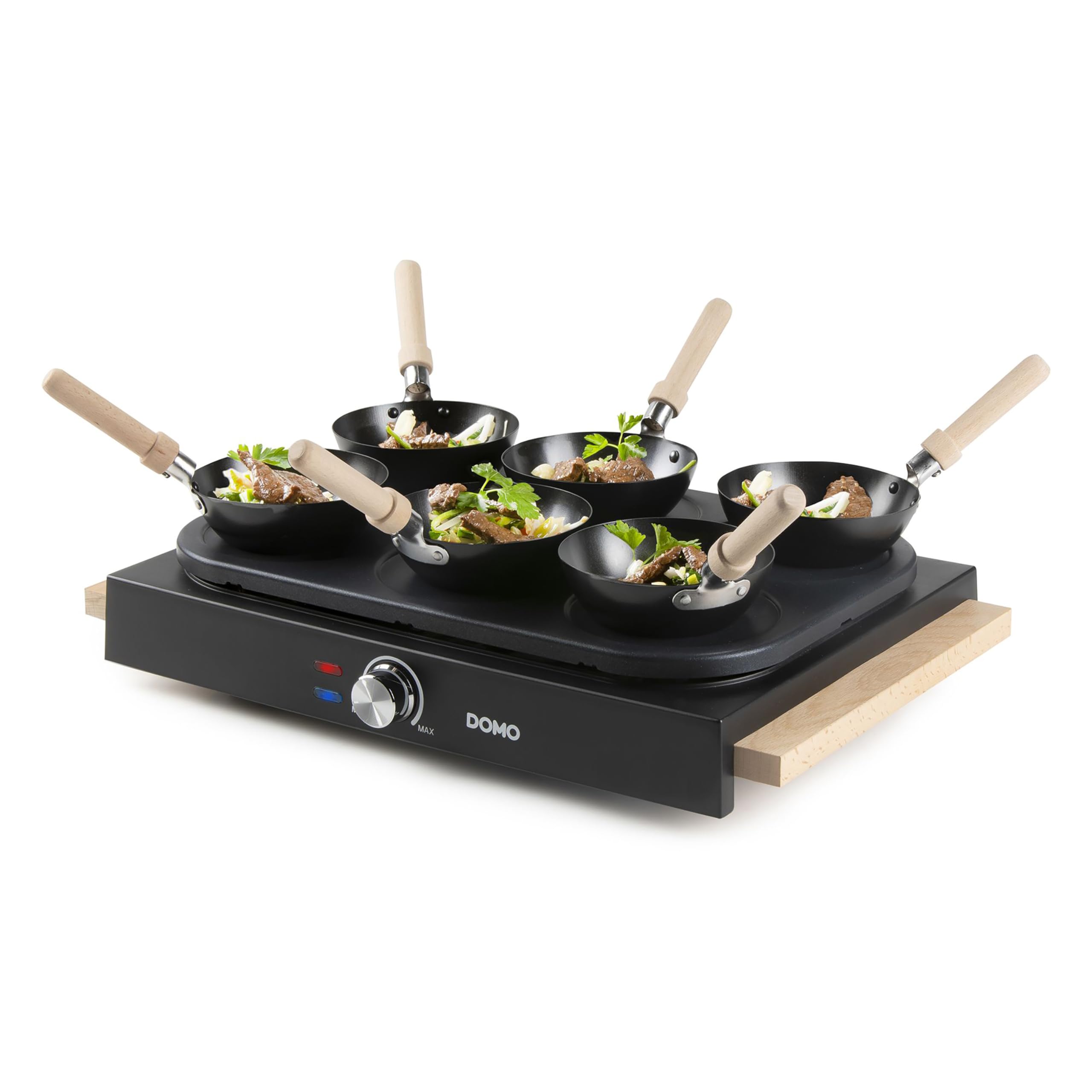DOMO DO8719W Gourmet-Set Wok-Set/Pancake- Holzdesign - 6 Personen