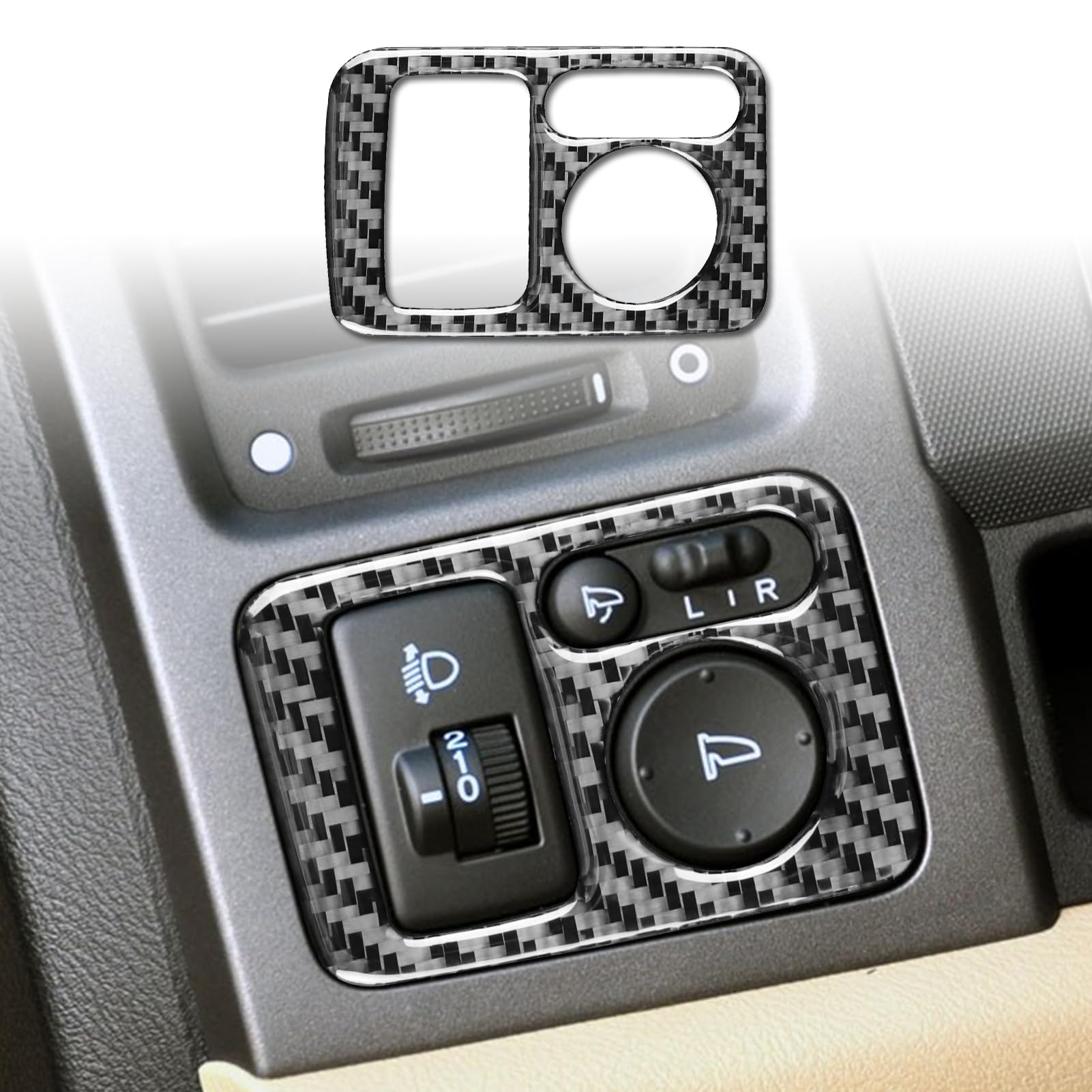 Real Premium Carbon Fiber Compatible with Honda CRV 2007 2008 2009 2010 2011 Accessories Car Mirror Adjustment Switch Frame Cover Sticker Decal Interior Trim