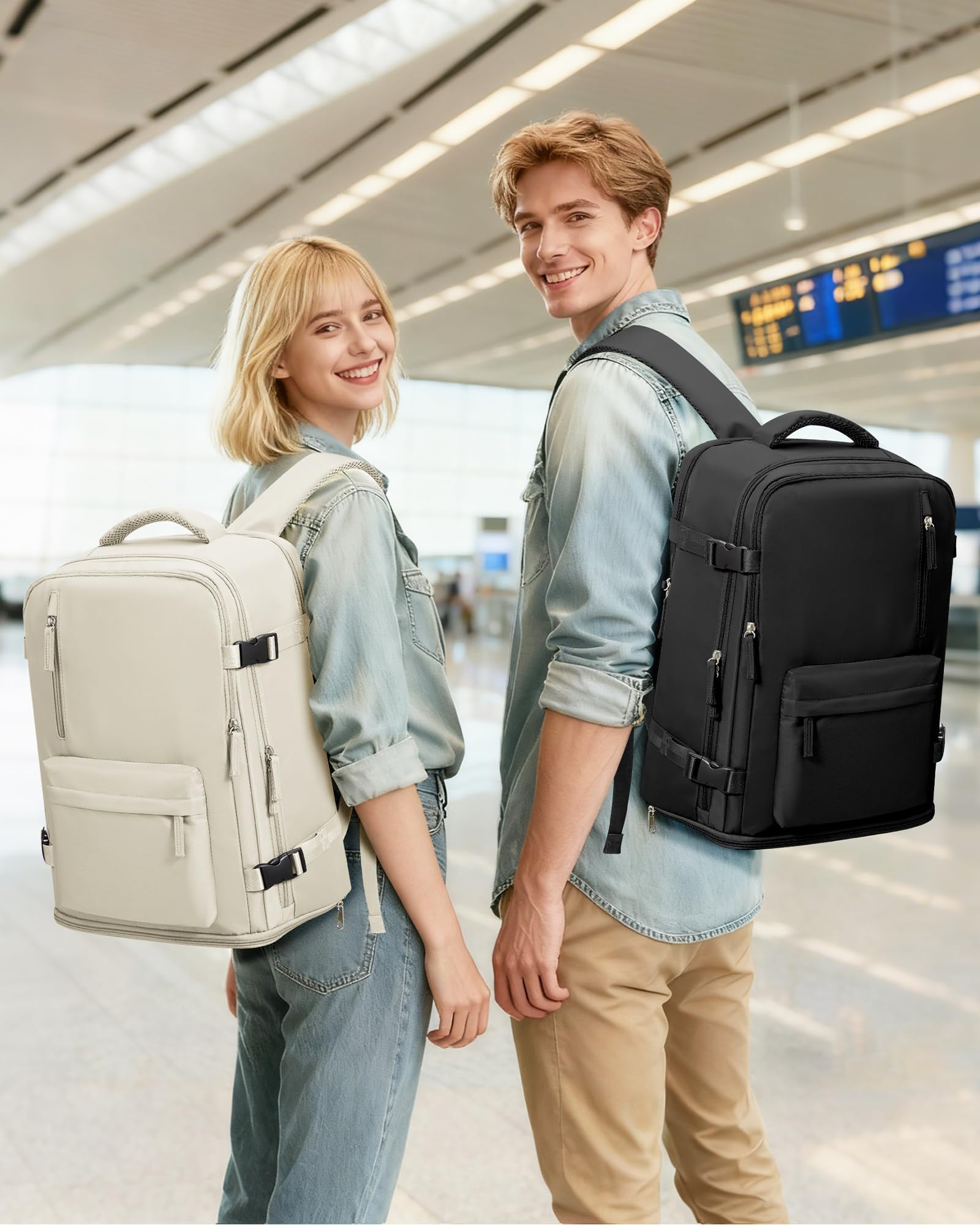 BJLFS Borse da Cabina per Ryanair 40×30×20 Zaino da Viaggio con Sottovuoto Bagaglio a Mano 40x20x25 Easyjet 45×36×20,Zaino Wizzair 40x30x20,Zaino Casual per laptop da 14 pollici per scuola