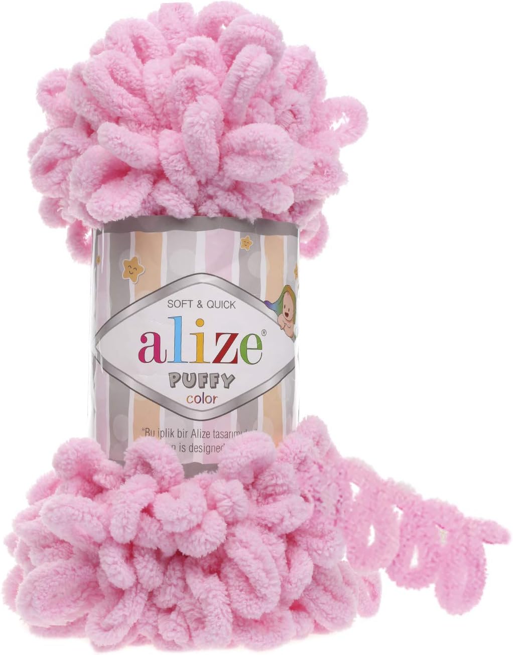 Alize Puffy Baby Blanket - Lot of 5 Super Chunky Bulky Worsted Yarn Skeins (500gr, 50yds) 100% Micropolyester Soft Yarn for Hand Knitting