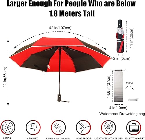 Miniatura 2 de Outlet de fábrica - IXINU paraguas de viaje ligero portátil y ligero para exteriores, sol y lluvia, paraguas para todo tipo de clima., Casual, S,