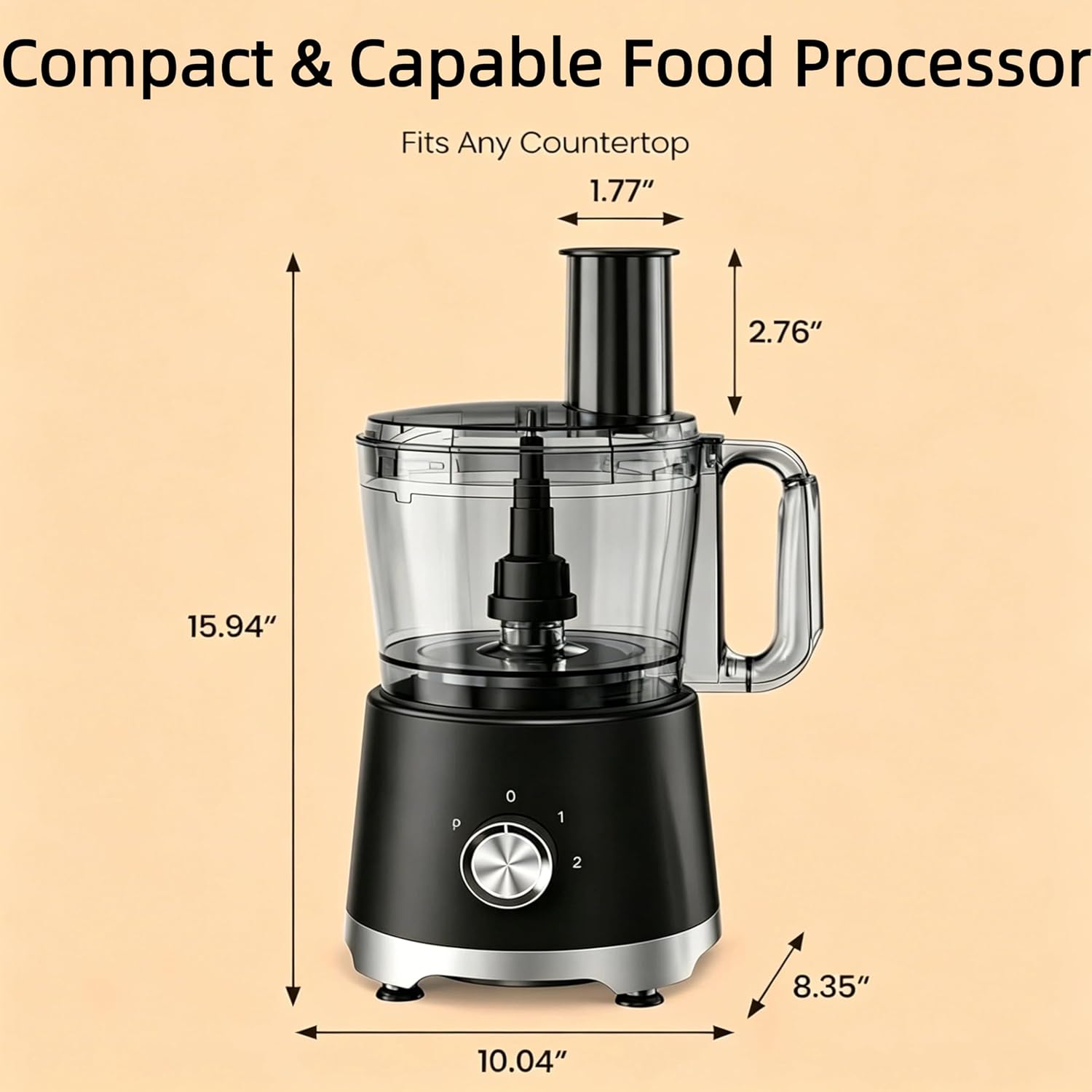 Simple Deluxe 10.5 Cup Food Processor, Multi-Functional Vegetable Choppers Food Grinder with Slicing Shredding Chopping Kneading, Suitable for Smoothie Fruit Dough, 2.6QT, Classic Black Classic Black 2.6QT