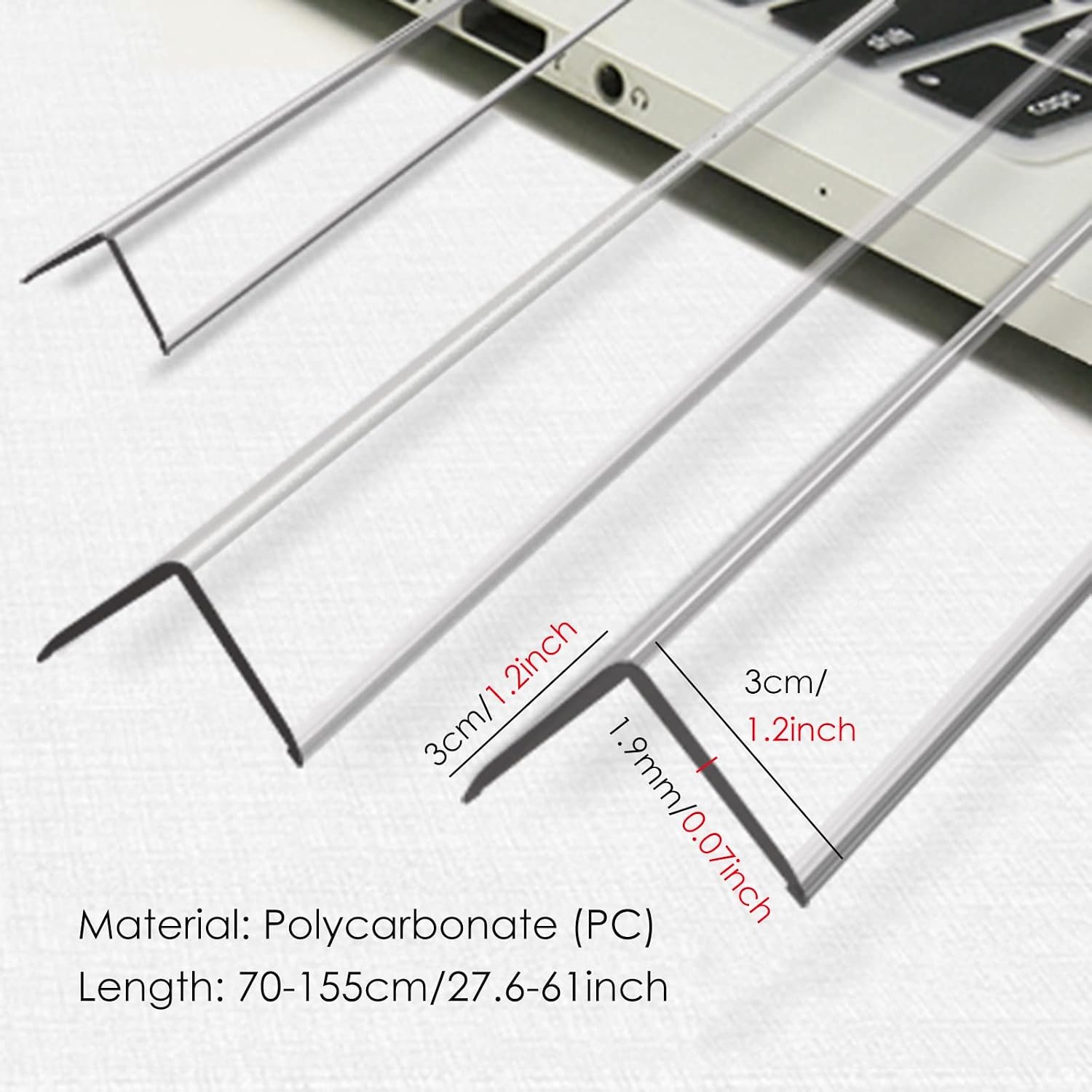 YXXSDP 28 35 43 51 59 61 Inch Long Clear Edge Protector Strip, L-Shaped Self-Adhesive Wall Corner Guards Corner Shield, for Hotels Restaurant School, Easy to Install (Size : 3x70cm/1.18x27.6in)