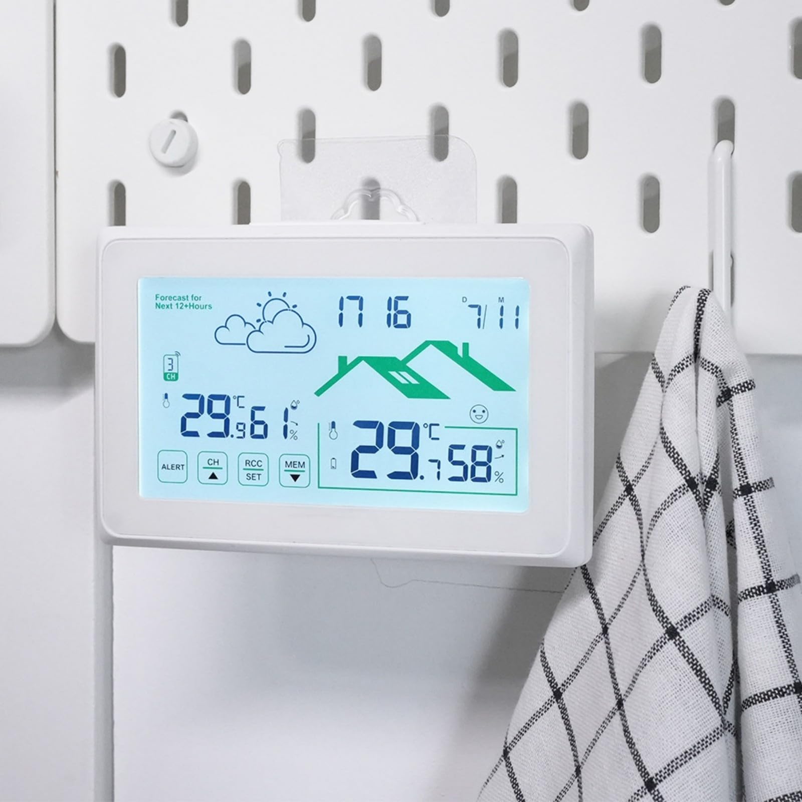 Termómetros para Interiores y Exteriores con Reloj controlado por Radio y Monitor de Temperatura y Humedad para Entorno del hogar Confort Pronóstico del en hogar Sensores de Humedad de