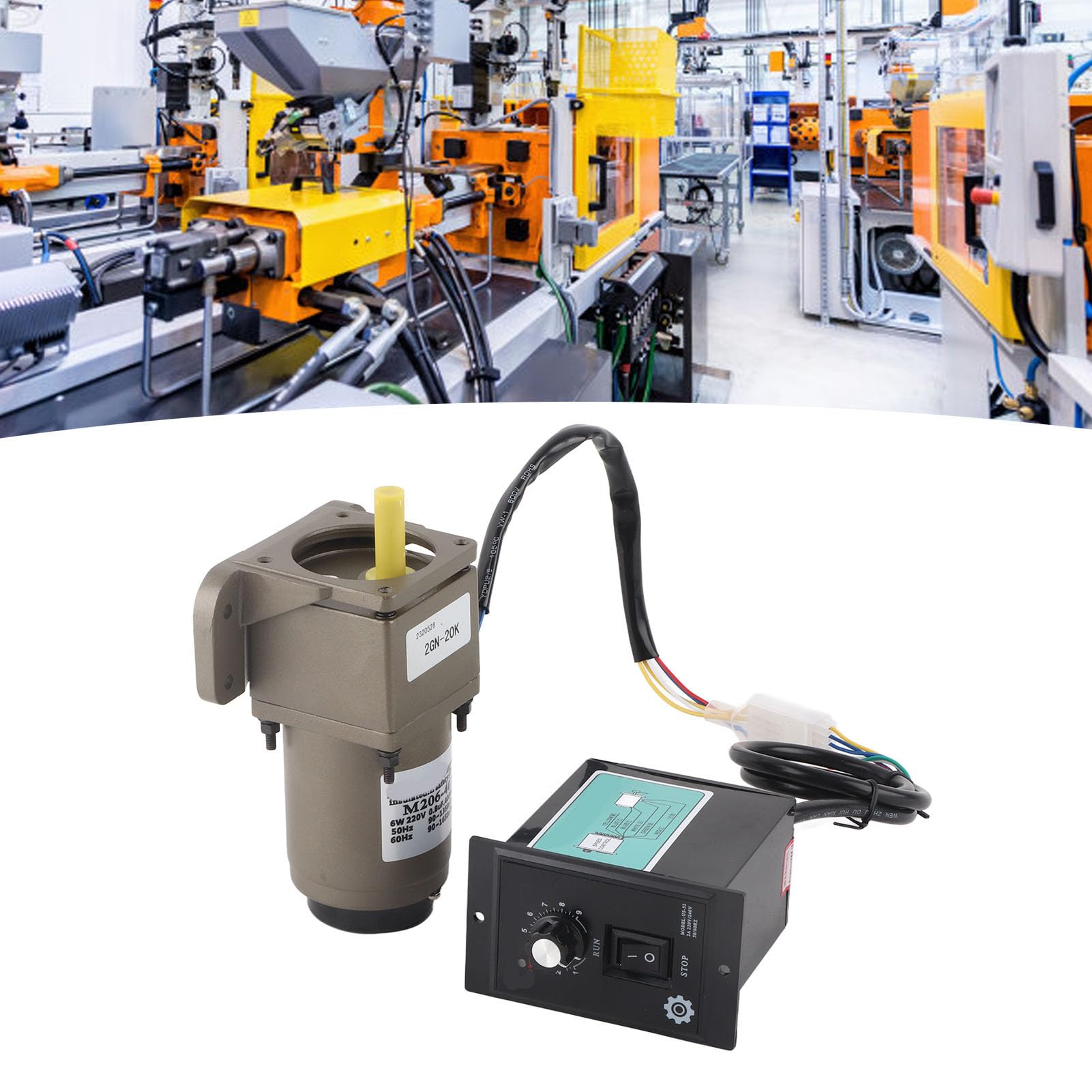 Motor Asíncrono Monofásico 220V 6W con Reductor de Velocidad Ajustable Reversible 4 Polos Metal para Aplicaciones Industriales