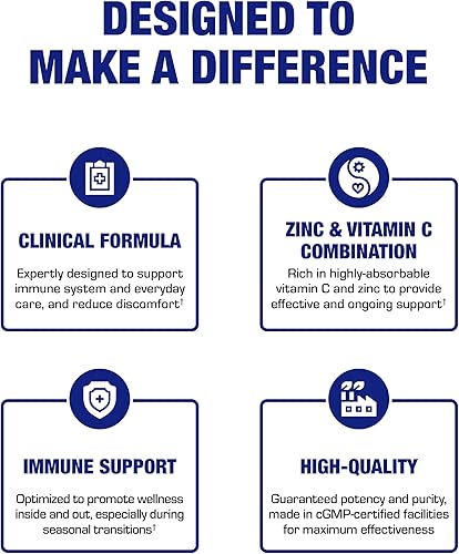 Miniatura 7 de Pastillas de zinc con vitamina C para apoyo inmunológico, pastillas de vitamina C y zinc de alta absorción para adultos, bienestar diario y